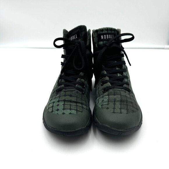 NOBULL High Top Cross Training Shoes Green Black Canvas Size 5.5 Mens / 7 Womens - Picture 1 of 10